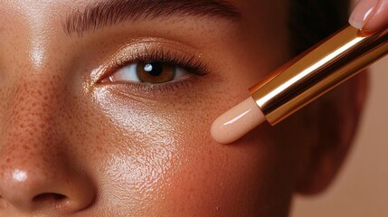 Beauty and skin makeup application tutorial studio location video content bright environment close-up viewpoint