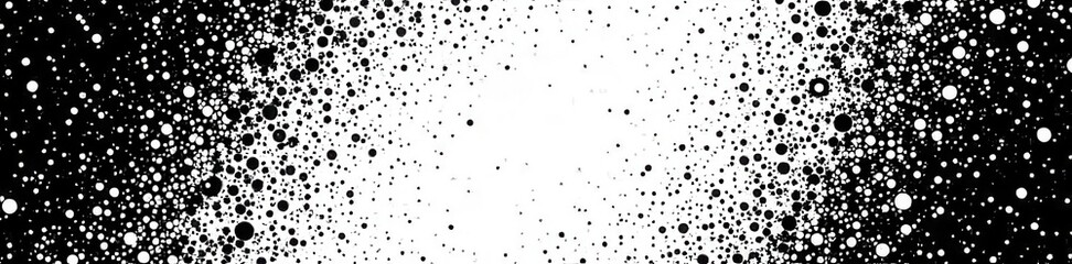 Black and white halftone dots, varying density creates comic book effect, vintage effect, graphic design, texture effect