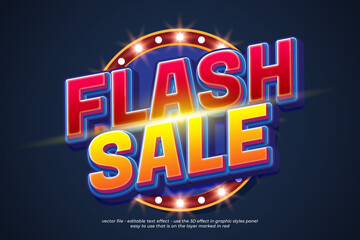 Editable text effects flash sale with 3d style