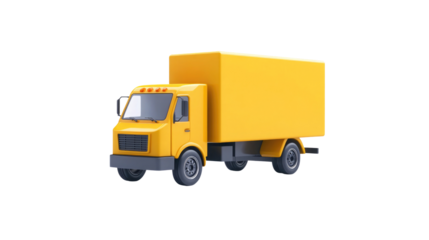 Bright yellow delivery truck parked on the street during daylight hours ready for loading and unloading commercial goods