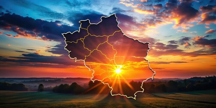 High-resolution Kutno County, Poland silhouette map. Black and white outline, perfect for geographic projects.