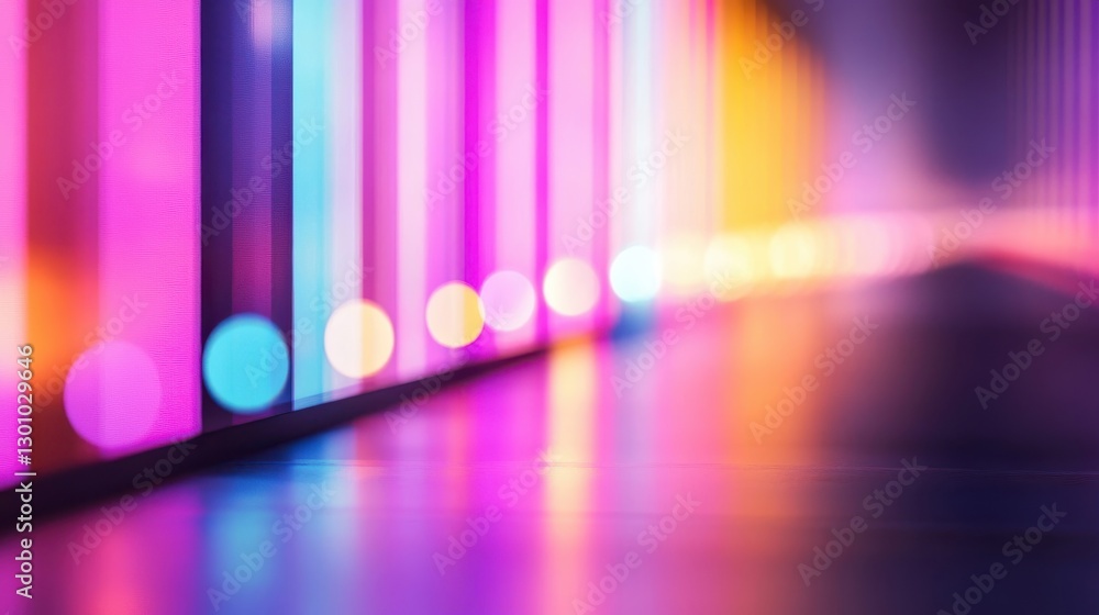 Aufkleber colorful vertical lights and bokeh form a futuristic display