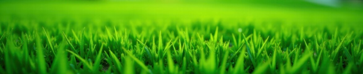Fototapeta premium Close-up, lush green golf course grass texture, fairway, green, spring