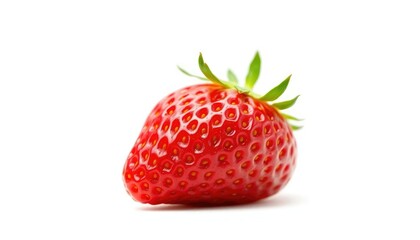 A single, ripe strawberry isolated on a pure white background,  product photography, fresh