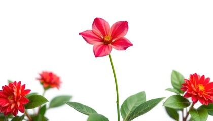 A single, vibrant bloom isolated against a pure white backdrop, blossom, spring
