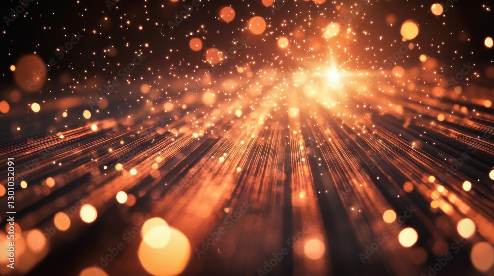Poster an abstract image depicts a burst of illuminated light particles