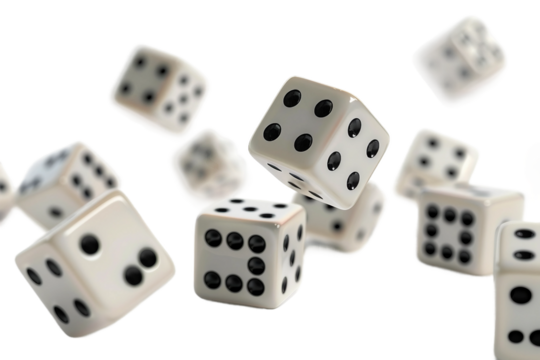 Intense Close-Up of Dice Rolling Across the Table