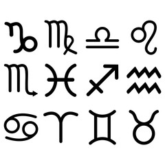 Obraz premium Set Of Astrology Zodiac Sign Symbols Isolated on White