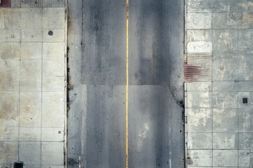 Symmetrical weathered concrete sidewalk pattern. AI generated