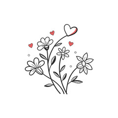 Abstract flowers and hearts valentine card