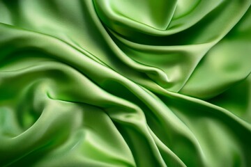 Luxurious green silk fabric drape with shadows. AI generated