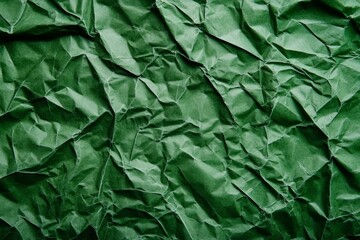 Green crumpled paper macro close-up abstract texture. AI generated