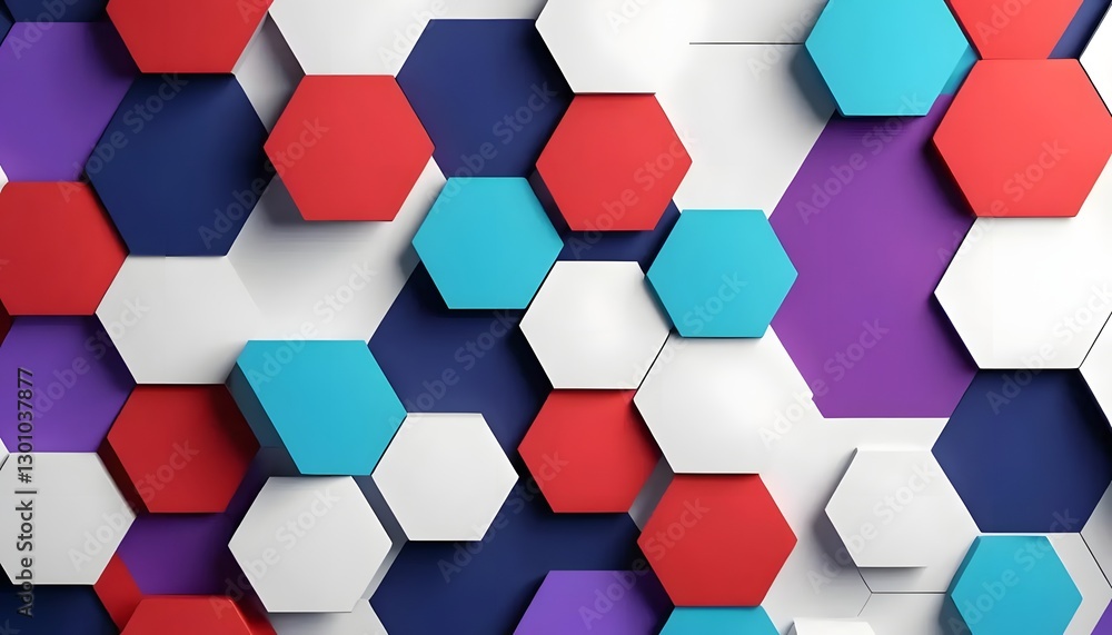 Poster abstract background with colorful cubes | modern hexagonal wall art | 3d geometric pattern | abstrac