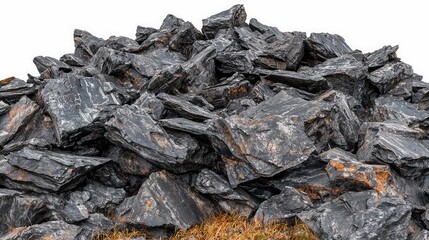 Pile of dark rocks outdoors