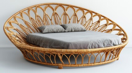 Fototapeta premium Round Woven Bed, Modern Interior