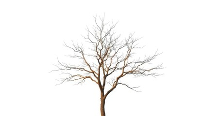 Obraz premium Lone deciduous tree, stark branches against pure white, single tree, minimalist