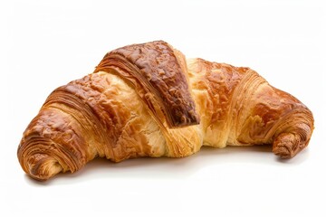 Golden croissant on white background. AI generated