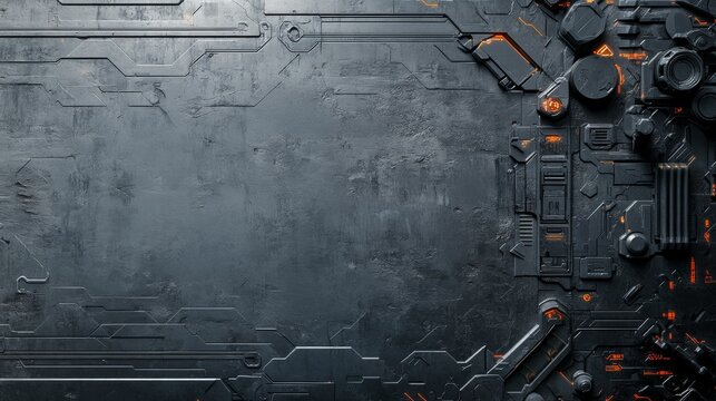 Futuristic industrial template with mecha and cybernetic machinery design for advanced technology concepts
