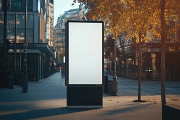 Vertical Street Billboard Mockup on Sidewalk Smart Object Layer for Advertising Design Promotion