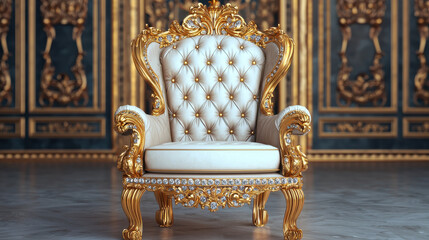 Luxurious golden armchair with intricate details and plush upholstery Quality is King