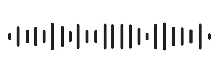 Podcast soundwave line of voice. Record music player. Mobile talk track. Message sound wave. Social network speech audio. Equalizer icon with spectrum noise. Vector illustration.
