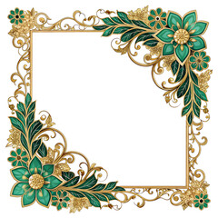frame with flowers and leaves