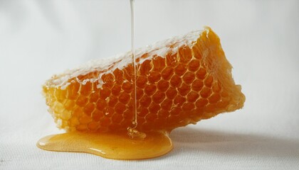 황금빛 꿀이 흐르는 벌집 조각