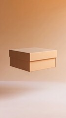 Matte kraft box mockup displayed midair on a neutral gradient background