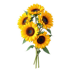 Naklejka premium Sunflower Bouquet on Transparent Background