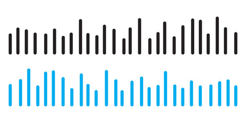 Sound wave set. Sound waves, Equalizer, Audio waves, Radio signal, Music. Recording. Vector illustration