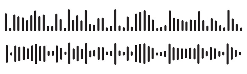 Sound wave set. Sound waves, Equalizer, Audio waves, Radio signal, Music. Recording. Vector illustration