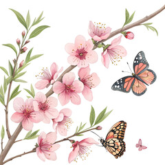 Fototapeta premium floral background with butterflies