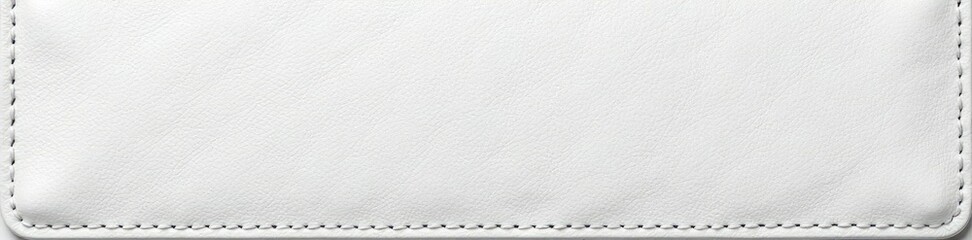 White leather pocket with intricate stitching, white, handmade
