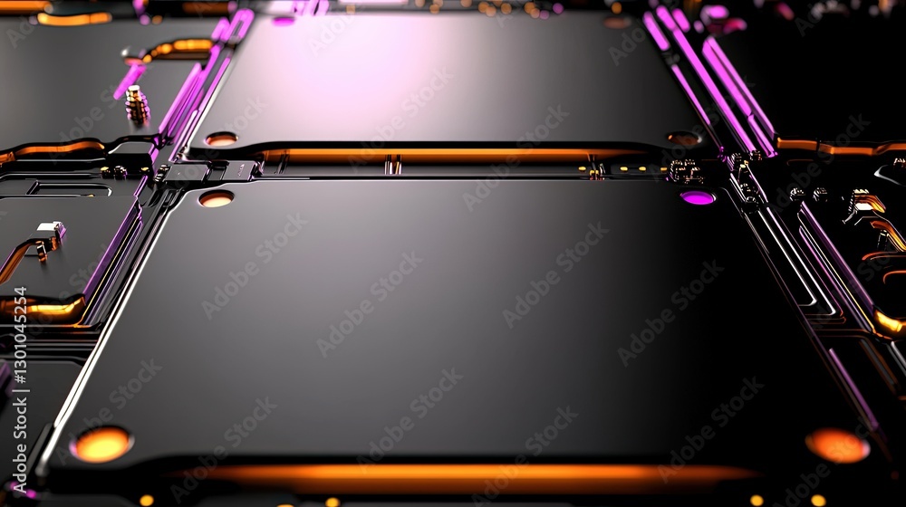 Aufkleber abstract futuristic image showing glowing circuit board with vibrant colors and reflective surfaces