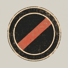 Distressed Circle with Red Slash: A Vintage Prohibition or No Entry Sign with Aged Texture and Graphic Design