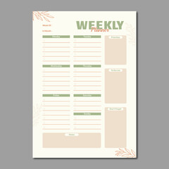 weekly planner template vector