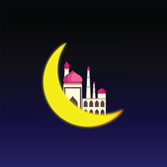vector illustration of moon mosque