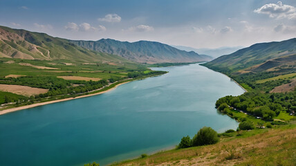 mountain lake in the summer