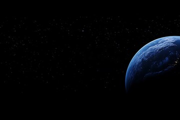 Naklejka premium Earth view from space with stardust and dark background