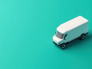 Highangle view of a single autonomous vehicle transporting goods, futuristic logistics