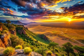 Naklejka premium Kenya's Rift Valley: breathtaking volcanic landscapes, stunning safari adventure photography.