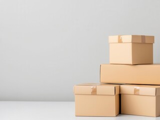 Fototapeta premium Perfectly balanced stack of uniform parcels, symbolizing structured inventory management