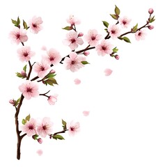 Obraz premium Cherry blossom branch against white background