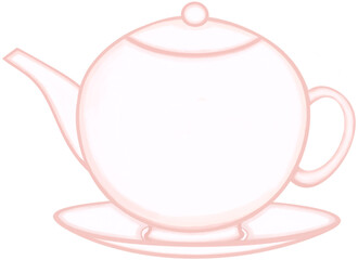 Lovely style and colors of white mixed pink ceramic teapot of hot coffee or tea or water.