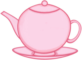 Lovely style and colors of pink ceramic teapot of hot coffee or tea or water.