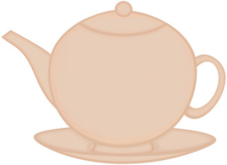 Lovely style and colors of creamy ceramic teapot of hot coffee or tea or water.