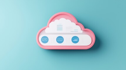 Creative Cloud Storage Icon Over Soft Blue Background