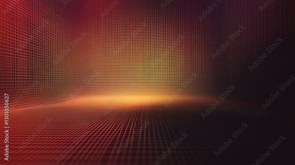 Poster a three dimensional grid texture with warm shades of color