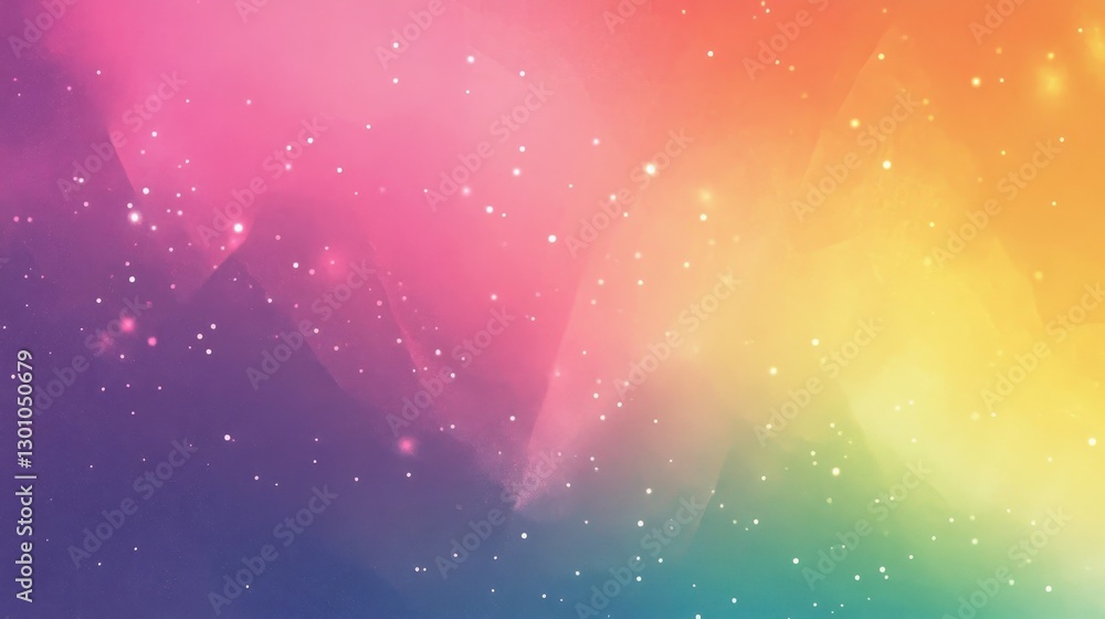 Poster a colorful gradient background with shimmering white sparkle effects