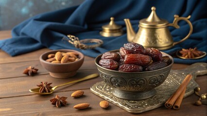 Romantic ramadan food Outdoor Dinner with Lantern Lights Cozy Evening Dining